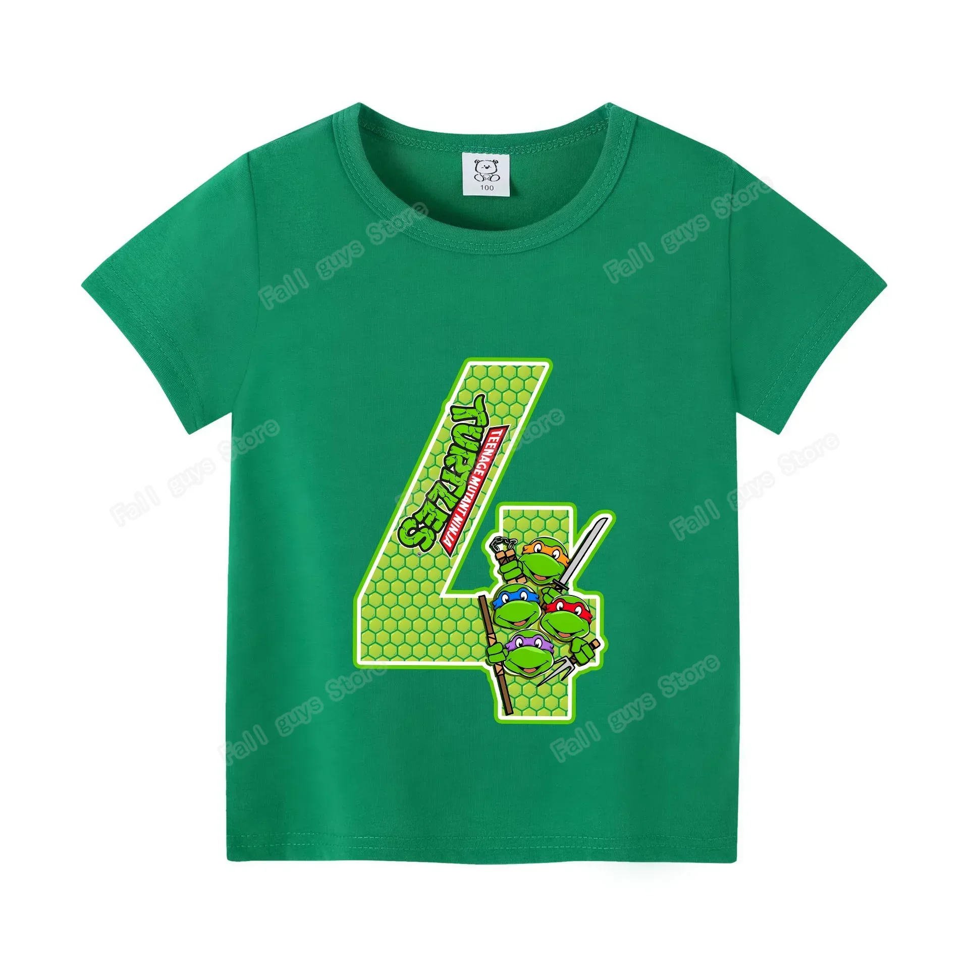 Teenage Mutant Ninja Turtles T-Shirt Green Birthday Number Clothes Summer Kawaii Anime Casual Tees Funny Gifts - view 4