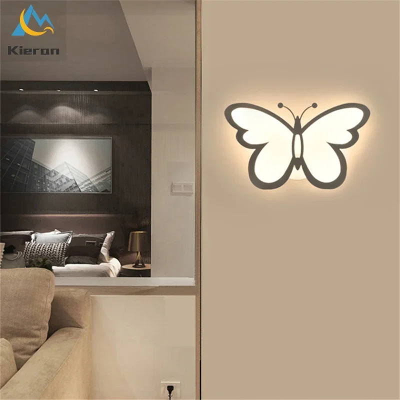 

Nordic Modern Creative Butterfly LED Wall Lamp Bedroom Study KTV Bedside Wall Lamps Living Room Decoration Iron Art Wall Lights