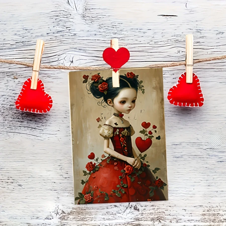 JAIIMAN 48-teiliges Karten- und Aufkleber-Set, Valentinstag mit Rosen, für Urlaubsparty-Flaggen-DIY, Scrapbooking, Junk-Tagebuch, Papierhandwerk – Detail 4