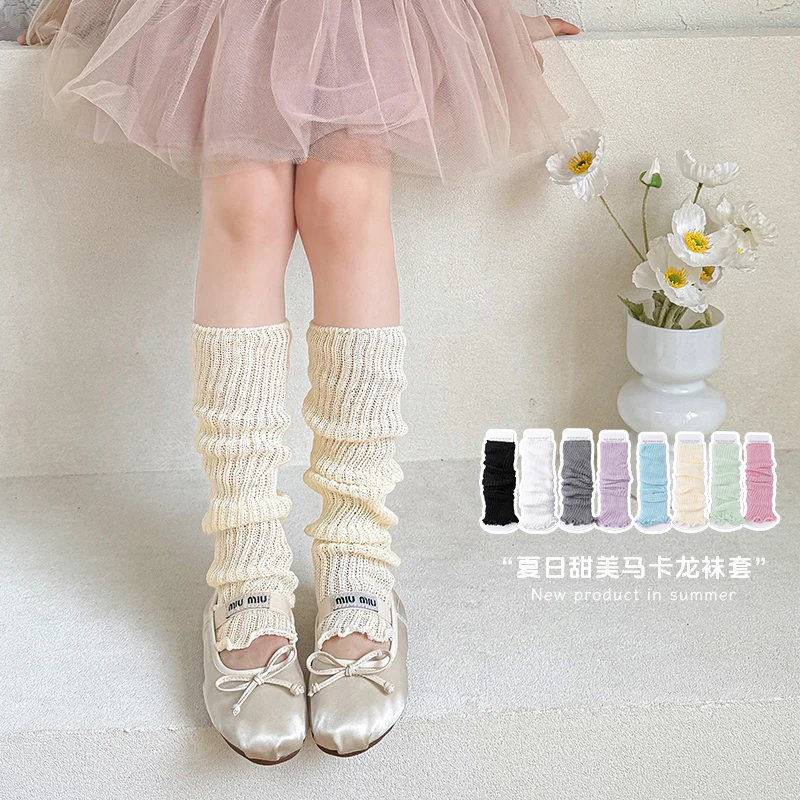 Adorable Children Summer Leg Warmers Macaron Tone Selection Ultra-light Air Permeable Flexible Stretch Comfort Fit Cute Leg Cuff