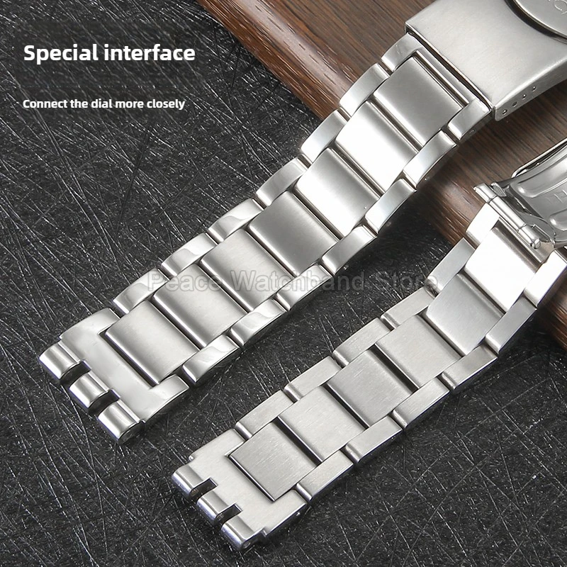 Cinturino in acciaio inossidabile con fibbia speciale leggera con finitura lucida per Swatch YGS749G 17 20 Estremità a tre punte resistente ai graffi
