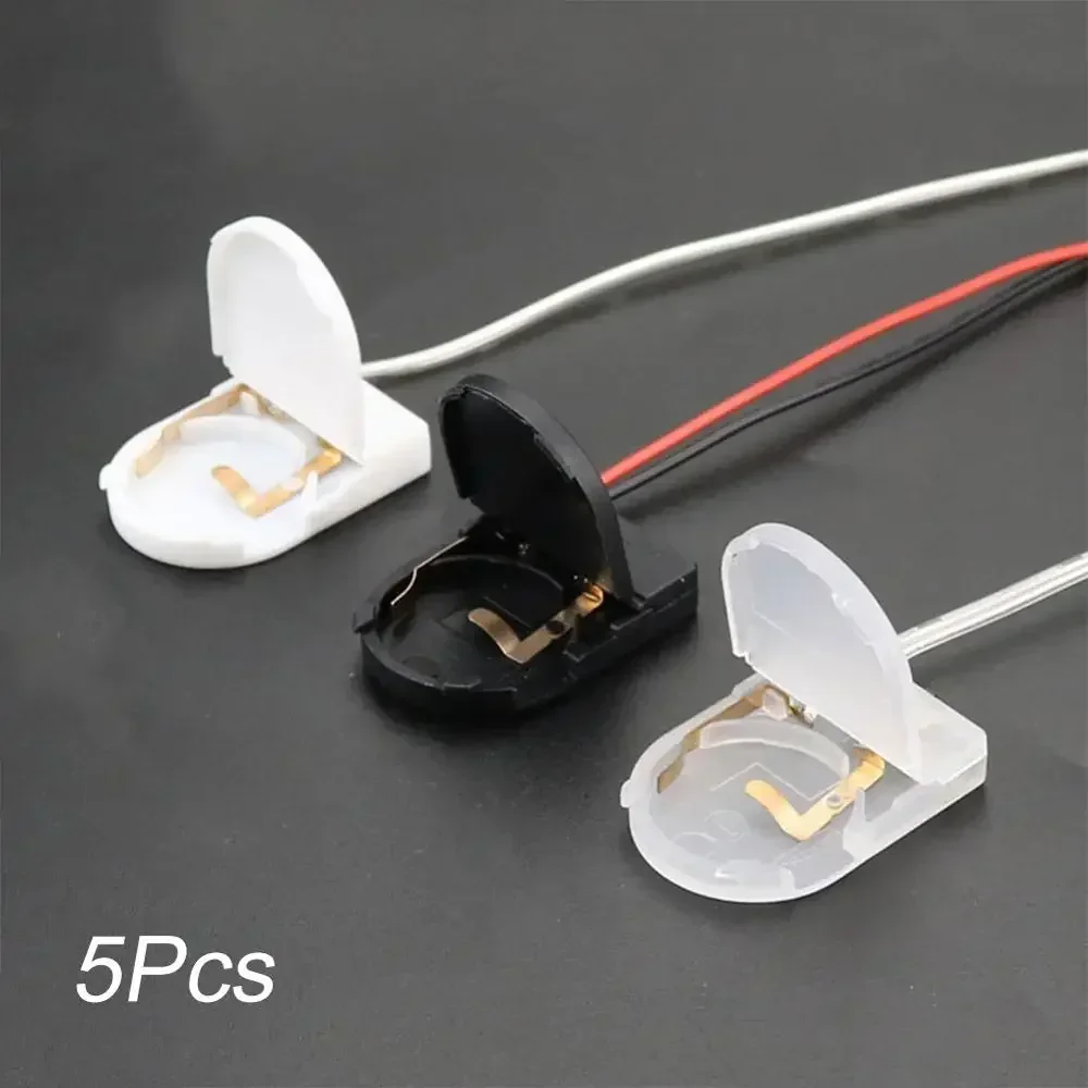 New 5PCS Single Slot CR2032 CR 2032 Button Coin Cell Battery Holder Case Cover With ON-OFF Switch leads Wire 3V Battery Box