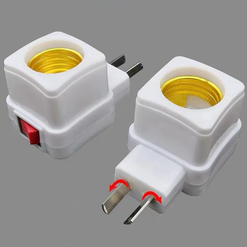 220V EU/US E27 Lamp Socket Integrated Helical Lamp Holder With Switch LED Light Socket