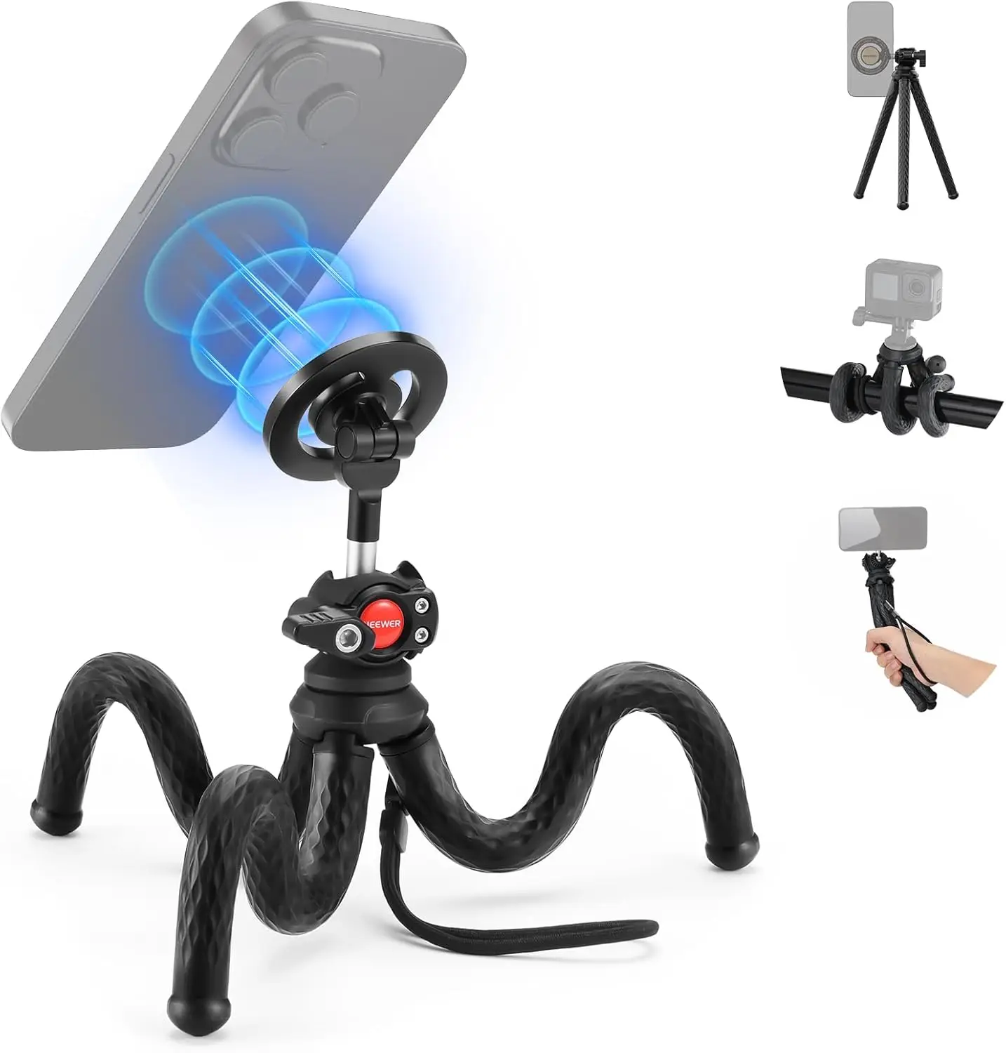 

Magnetic Flexible Phone Tripod Compatible with Magsafe iPhone 15 Pro Max 14 Series Android, Mini Vlog Cellphone Tripod S