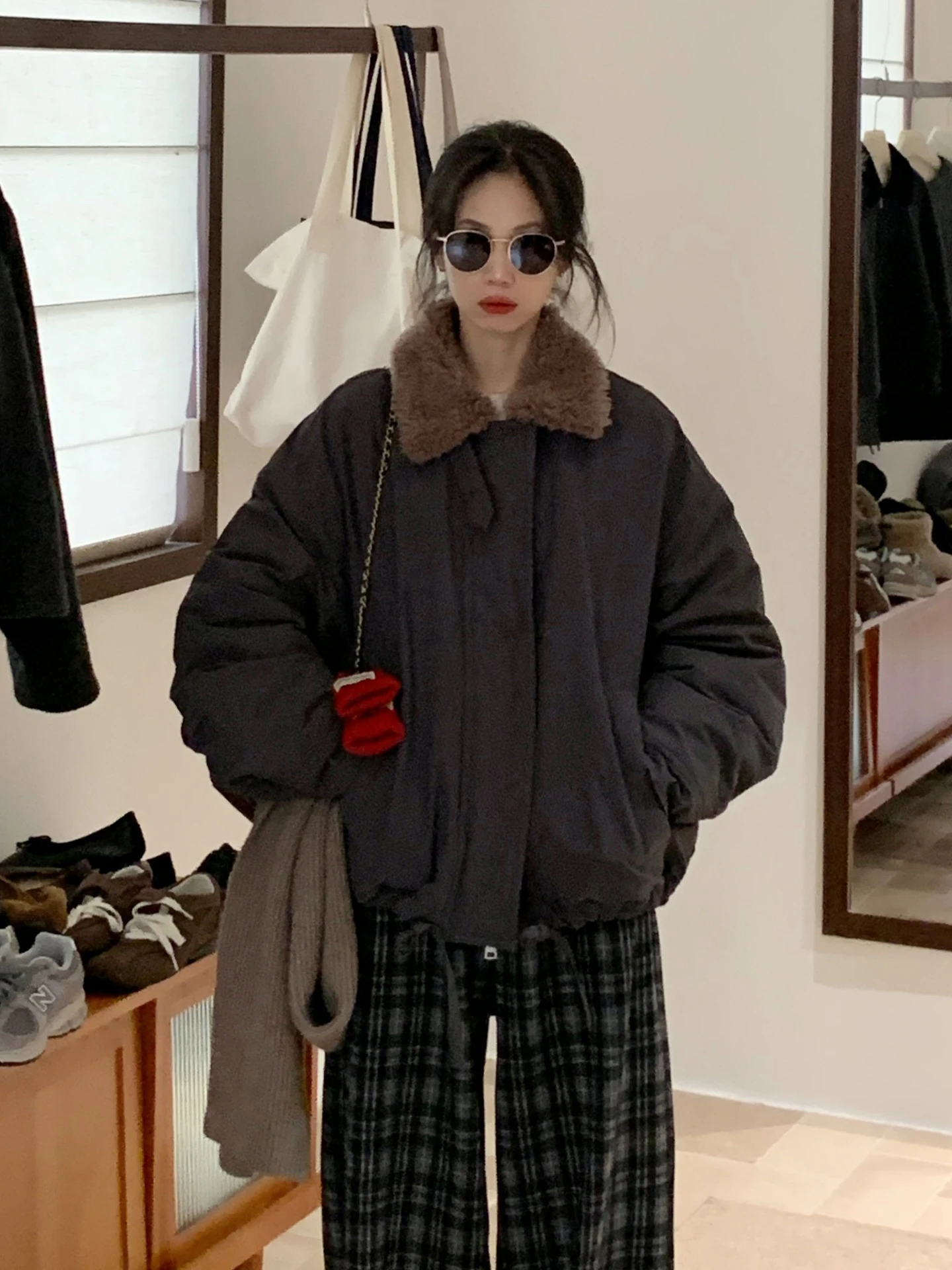 

Korean Sle Women's Parka down Jaet Loose Fit Warmth Collar 90% White Du down Winter New Arrival Outerwear Coat