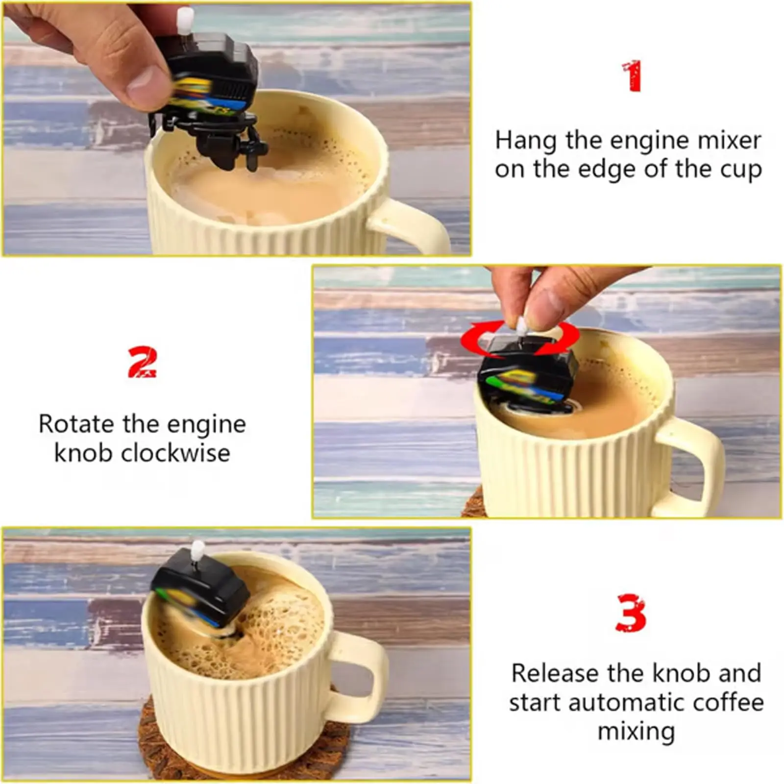 Wind Up Mini Boat Motor Coffee Stirrer Unique Easy To Clean Novelty Boat Motor Coffee Mixer Durable Boat Engine Coffee Stirrer