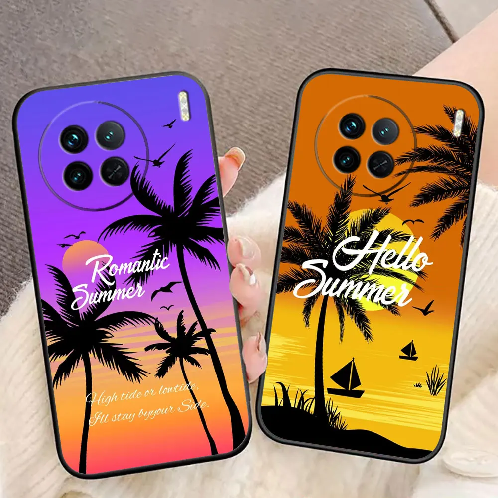 Summer Coconut Tree Phone Case For VIVO S1 S16 S17 Z1 V17 V19 V20 V21 V21E V23 V23E V25 V27 V27E V29 V29E V30E PRO 4G 5G Case