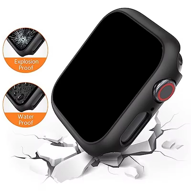 Tempered Glass Screen Protector Cover for Apple Watch Case 9 8 7 6 5 SE 38mm 42mm 41mm 45mm 44mm 40mm PC Bumper Protective Shell