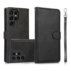 Luxury Calfskin 2 in 1 Detachable Wallet Case for Galaxy S25 Ultra S9 S10 S10E S20 S21 S22 S23 Plus S24 FE Magnetic Flip Cover