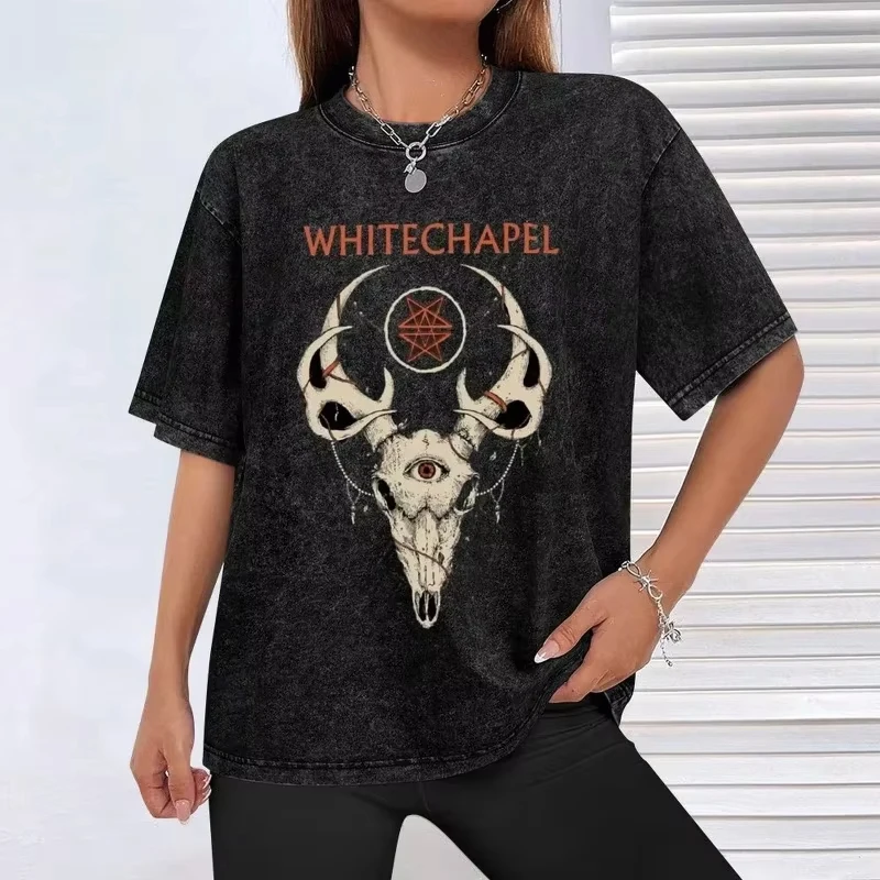 

2025 Music Vintage Retro Desain Whitechapel Band More Then Awesome T-Shirt Korean Fashion Plus Size Tops T Shirt Men Cotton