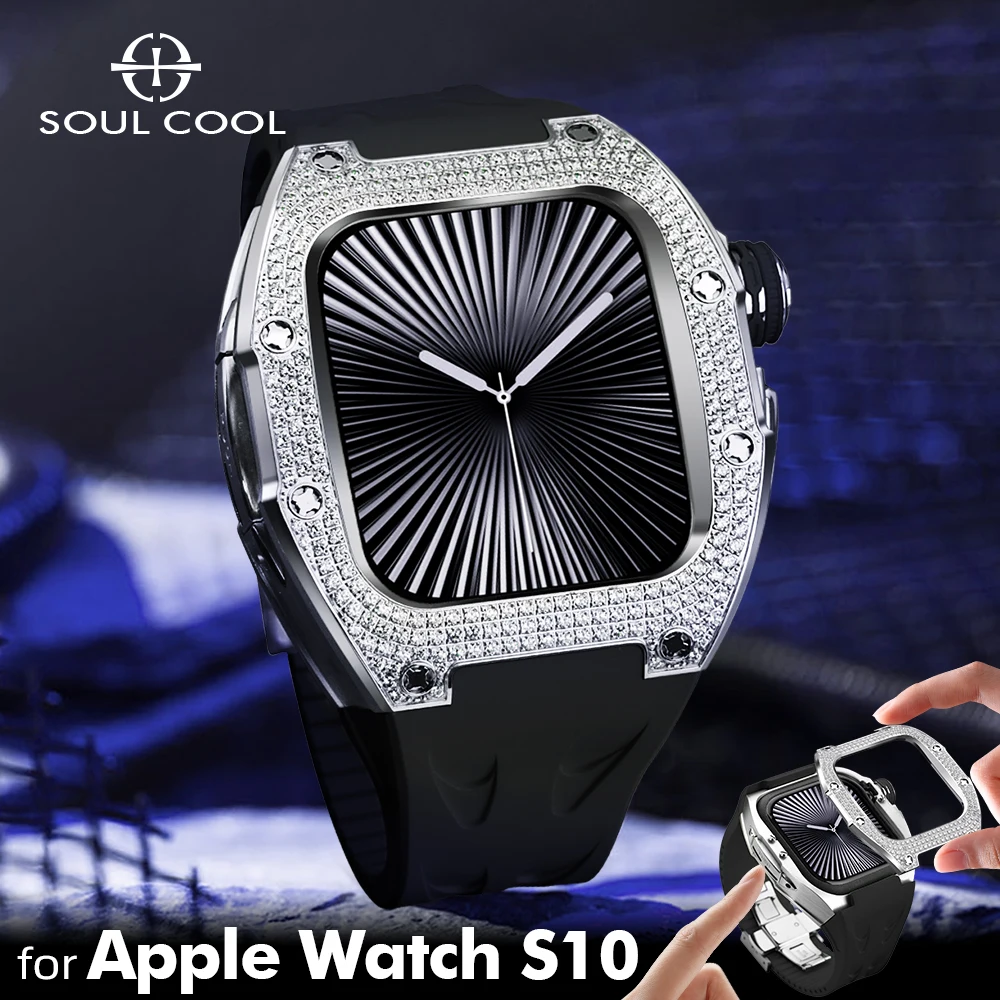 

Soul Cool New Diamond For Apple Watch Case Series 11/10 46mm, Accesorios Luxury Modification Kit Fashion Smart IWatch Protective