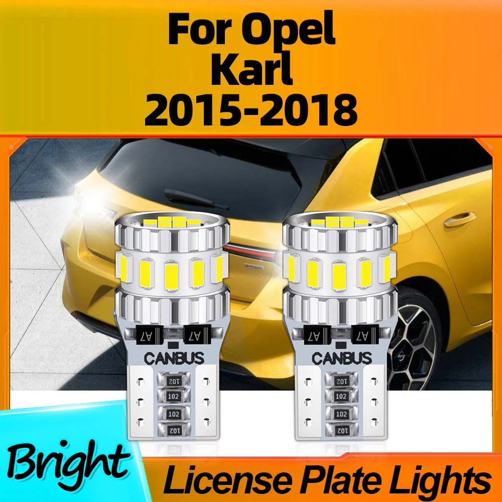 2Pcs T10 Super Bright LED Car Bulbs License Plate Lights W5W Plug-N-Play Canbus No Error For Opel Karl 2015 2016 2017 2018