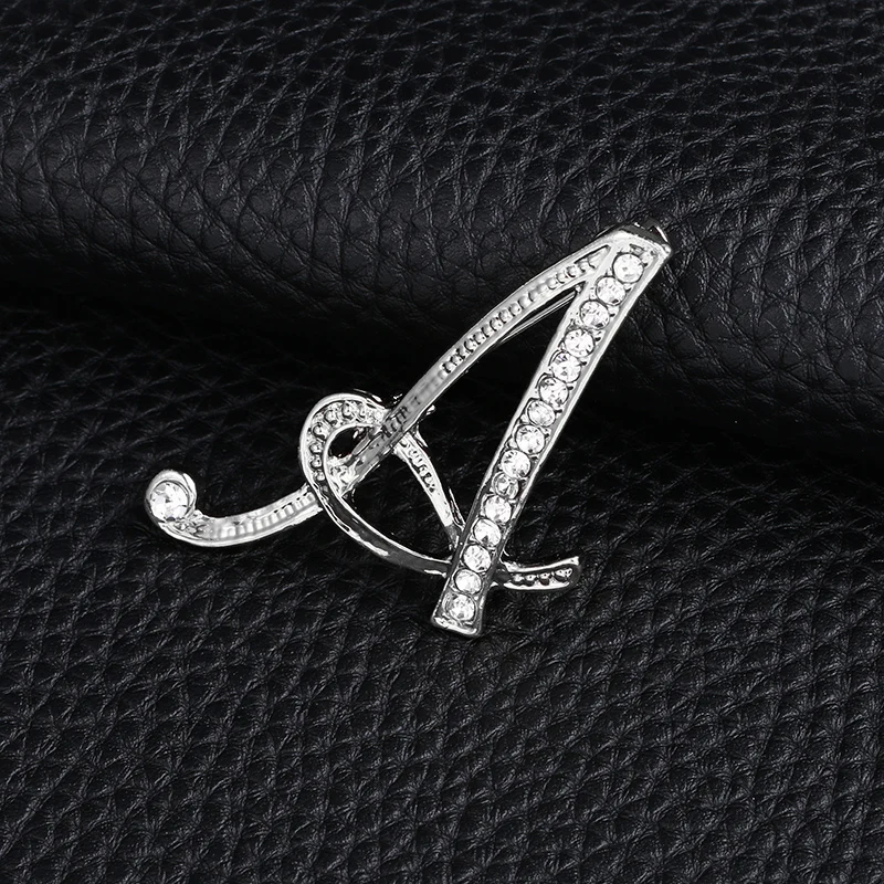 Letter Crystal Brooches English Word Brooch A-Z Metal Pins Suit Shirt Collar Jewelry Accessories Christmas Gift