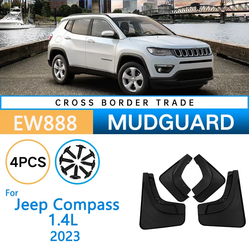 4pcs Car Fender for Jeep Compass 1.4L 2017 2018 2019 2020 2021 2022 2023 Mud Flaps Guard Wheel Front Rear Splash Flap Accessorie