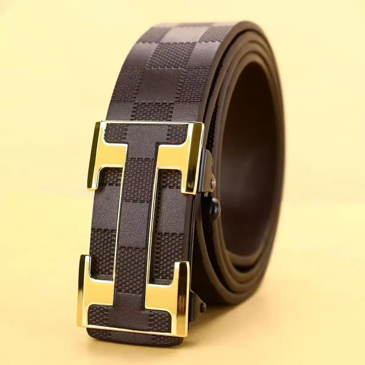 

Men's belt without teeth, automatic buckle, simulated leather PU leather, casual and versatile, simple and fashionable, gift giv