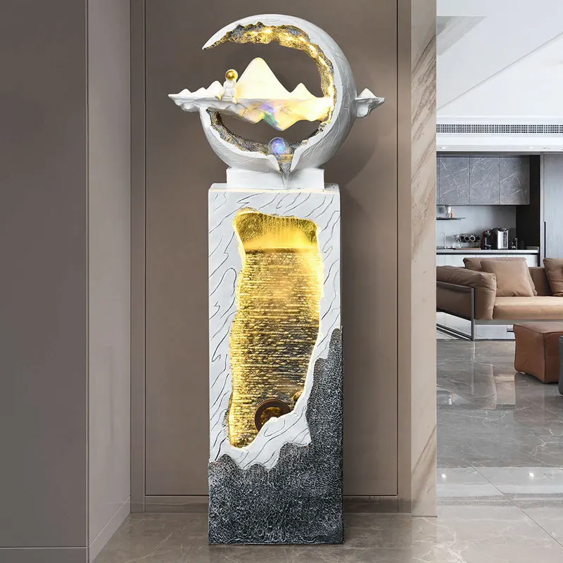 Floor-to-ceiling new Chinese-style flowing water fountain, living room decorative circulation water feature