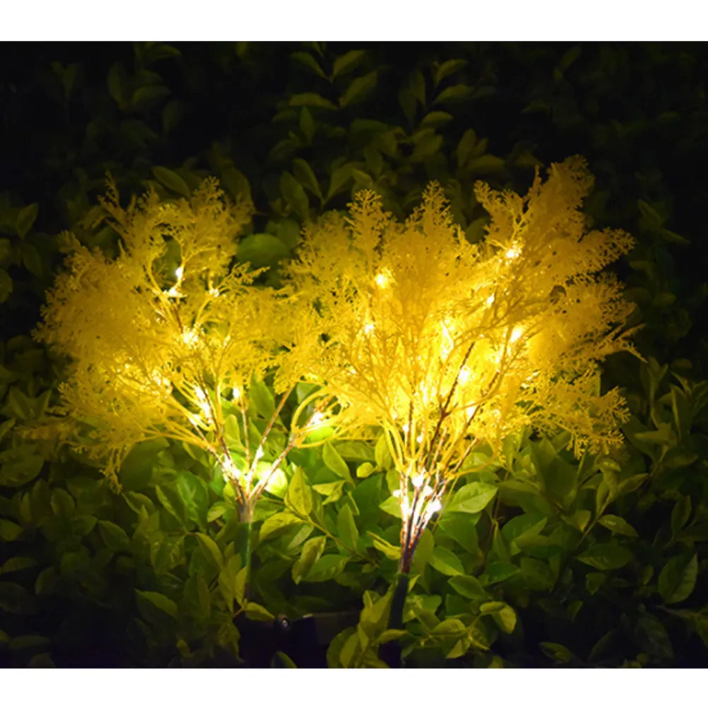 Solar Power Garden Rime Lamp Durable Yellow Outdoor Lawn Stake Light Landscape Lighting Energy Saving for Yard