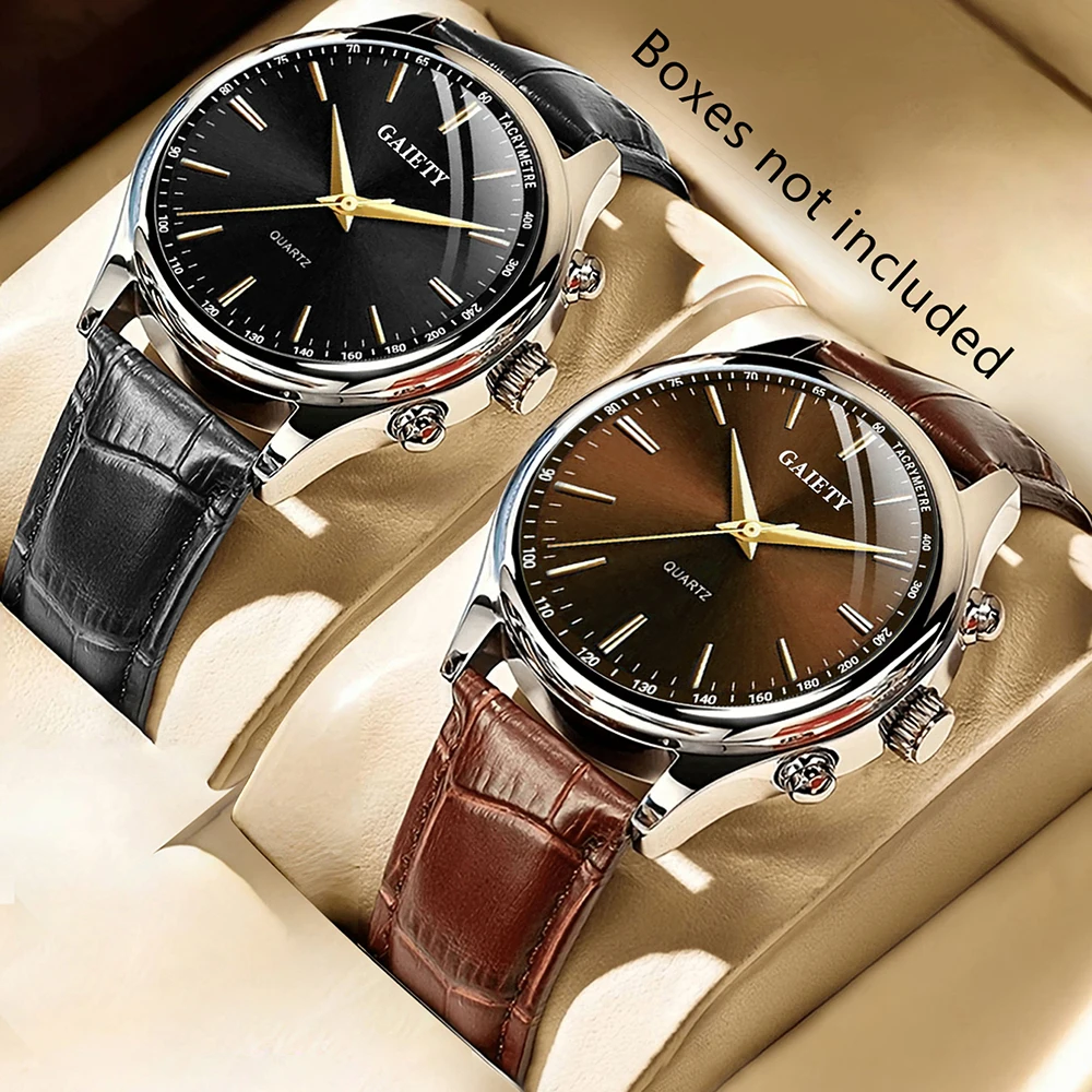 

1/2 шт. комплект деловых мужских часов, модный ретро простой кварцевый набор часов с круглым циферблатом, подходит для повседневной одежды