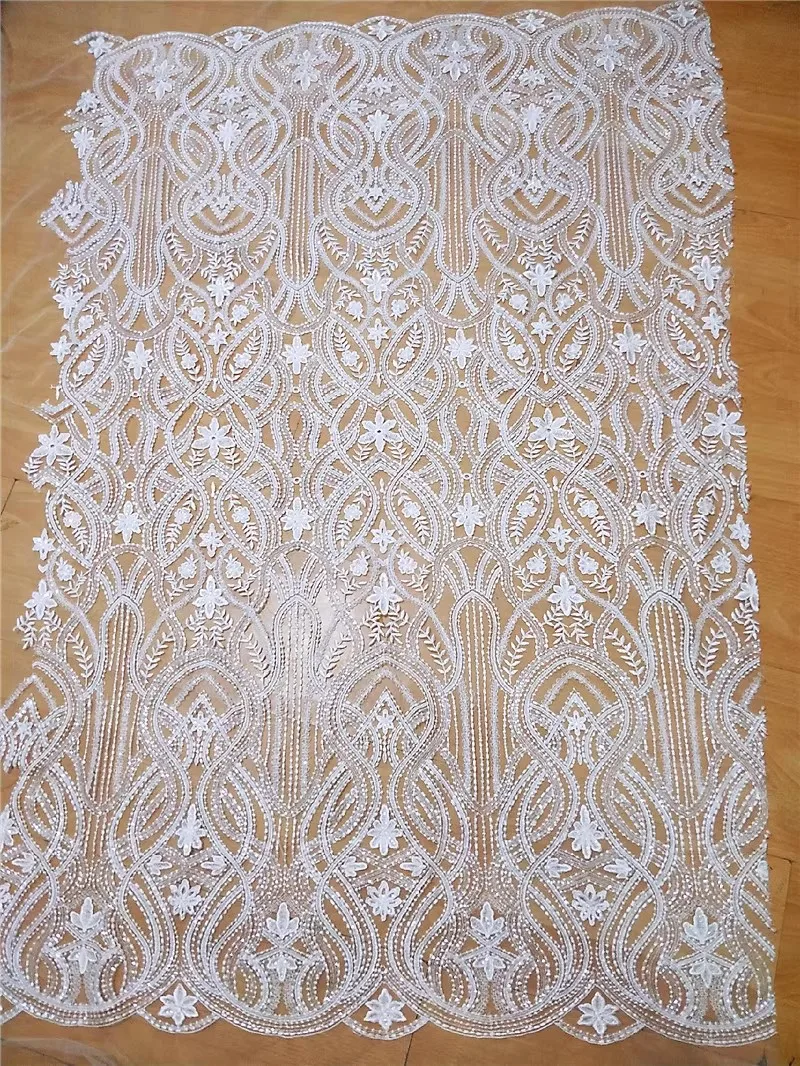 1yard High quality mesh fabrics Unique beaded sequin embroidery tissu Wedding Dress Cheongsam fabric for patchwork - view 2