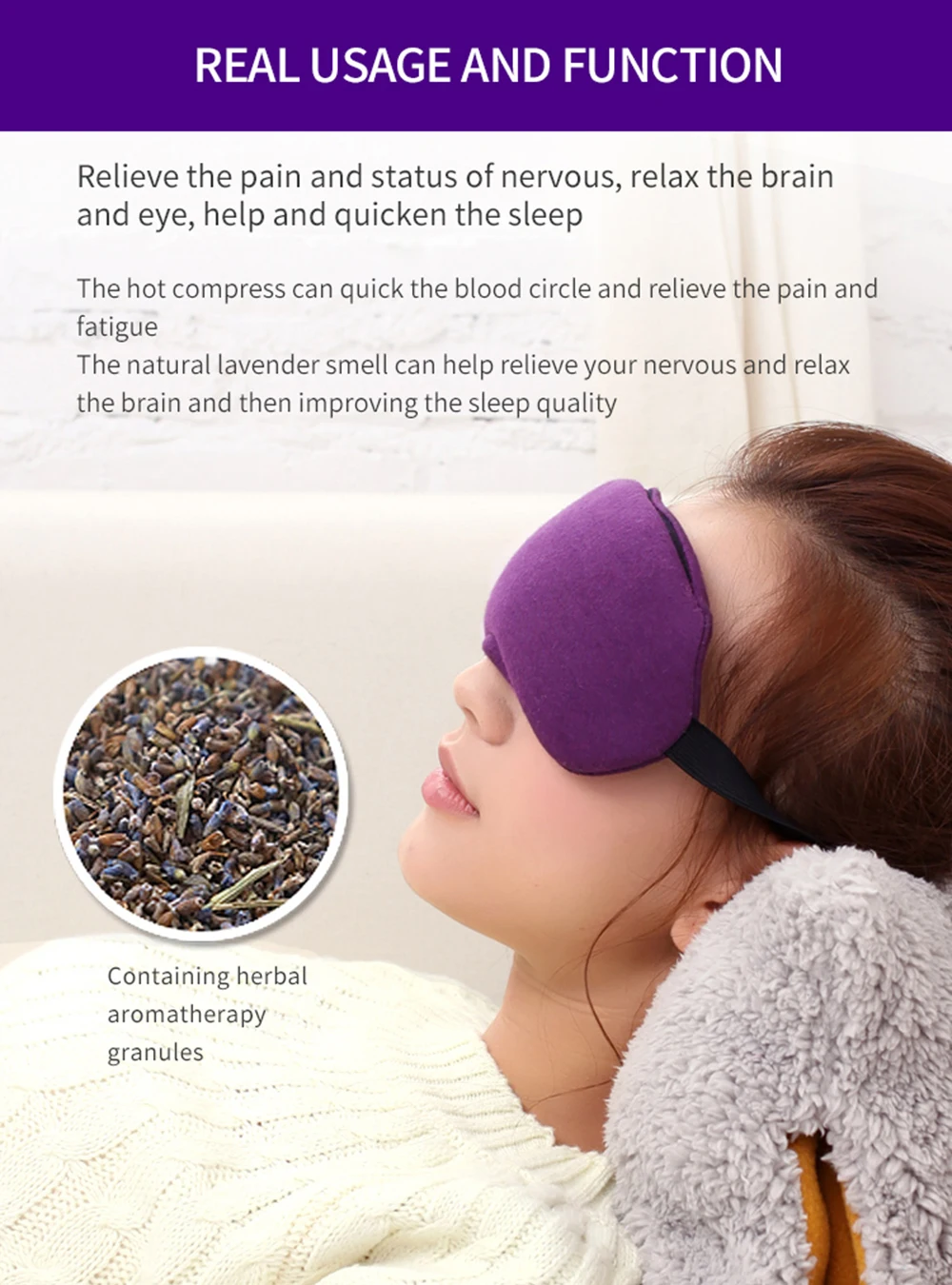 USB Heated Lavender Eye Mask For Sleeping Dry Eyes Hot Eyes Compress For Puffy Eyes,Steam Eye Massager