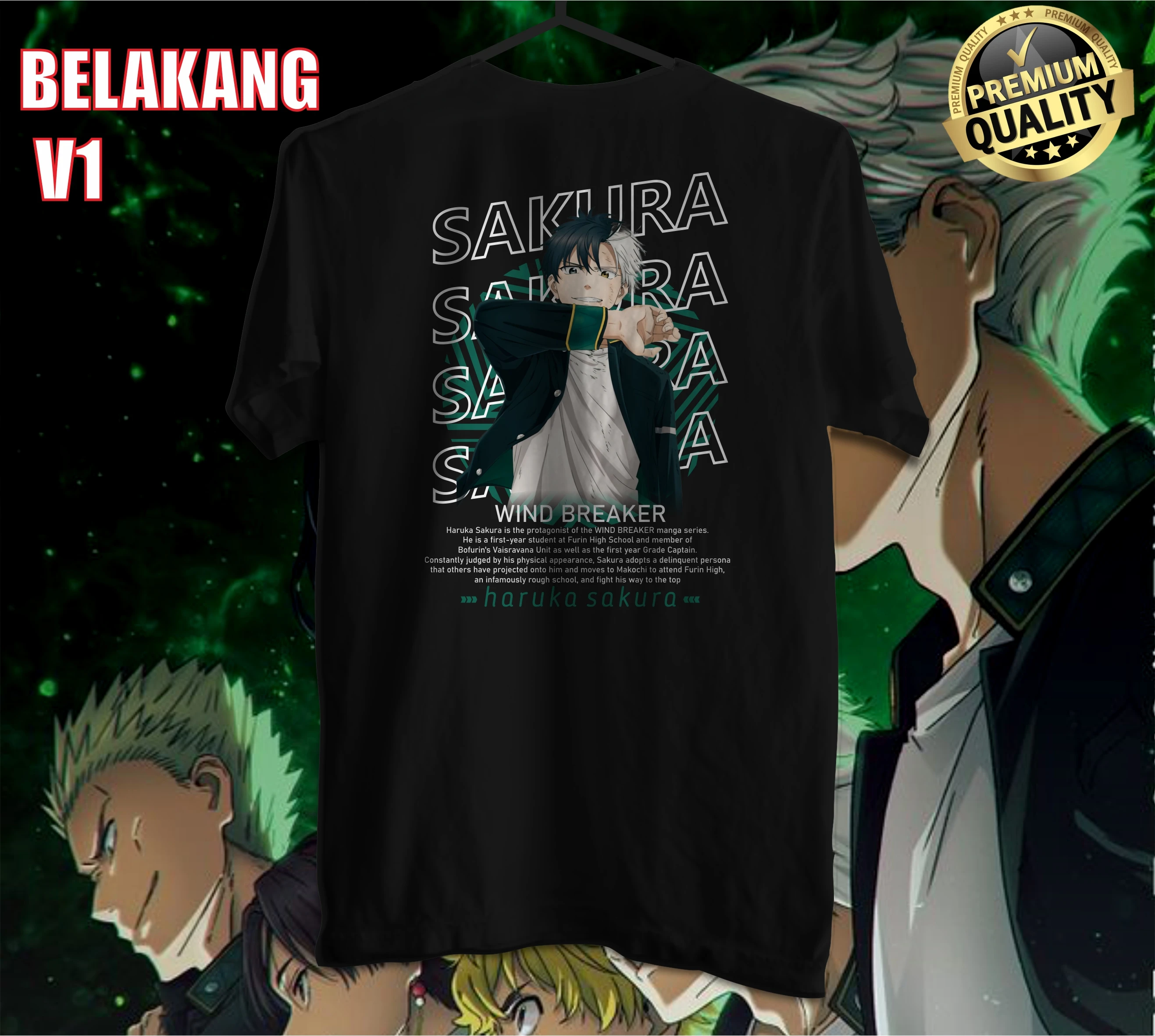 Camiseta de kakos, cazadora de Anime, Baku Wind Breaker, Sakura, Haruka, Haruka, Sakura, Kotoha, Tachibana, Hajime, umiya, Furin