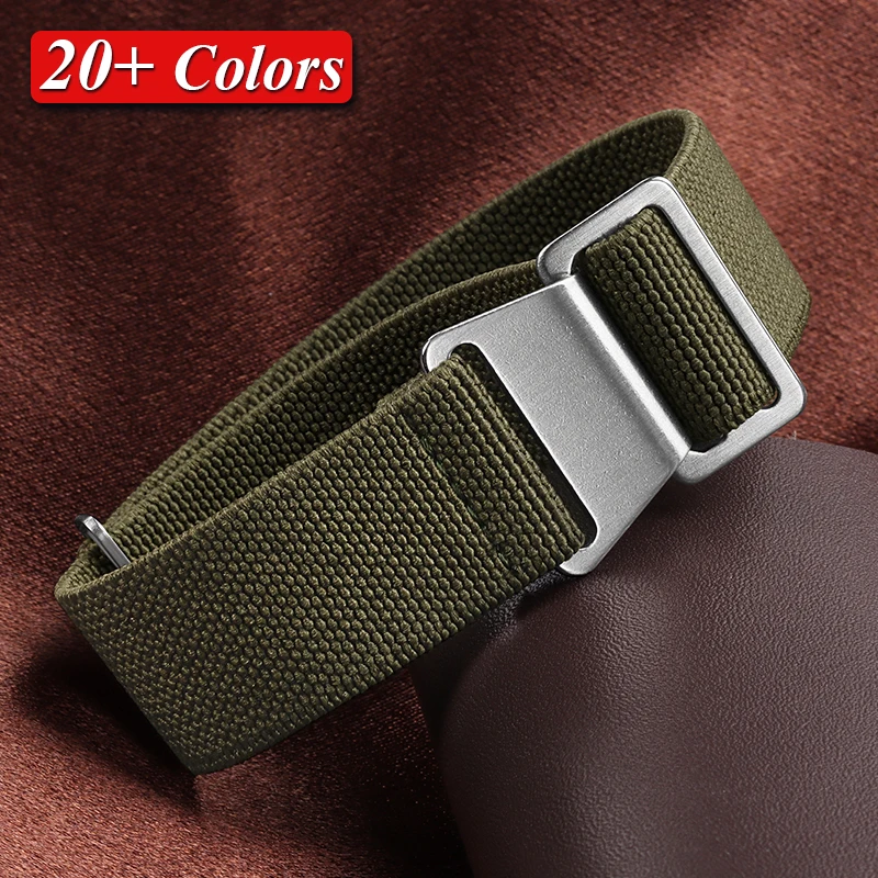 Parachute Strap Elastic - ナイロン時計ストラップフランス軍パラシュートバッグ弾性ストラップ男性女性スポーツブレスレットユニバーサル時計バンド 18 20 22 ミリメートルリストベルト