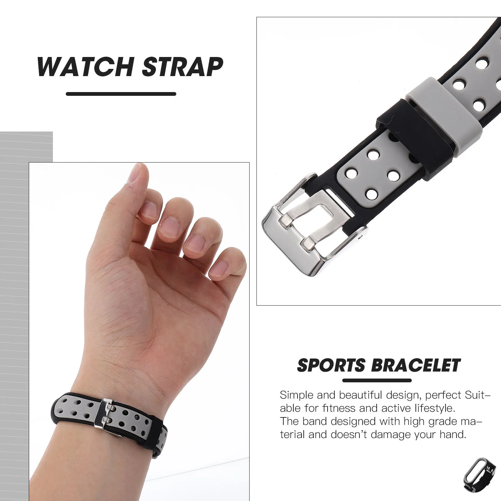 

2Pcs Smartwatch Watch Band Compatible 5 Silicone Replacement Adjustable Sports Bracelet Wristband for Casual Fitness