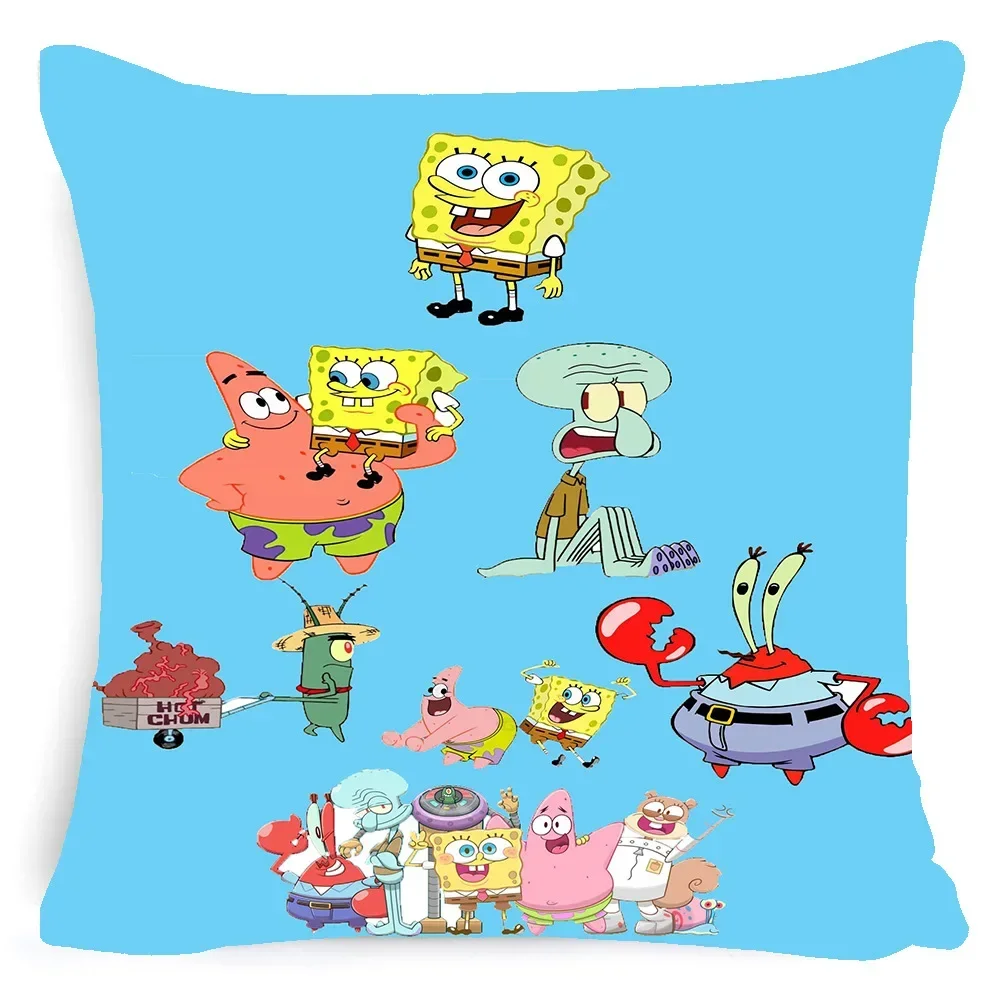 Disney Children's Cartoon SpongeBob SquarePants Patrick Pillow Cover Anime Cute Bedroom Decoration Squidward Cushion Cover