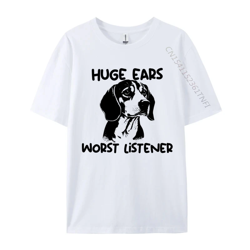 Beagle huge ears worst listener Beagle huge ears worst listener Tops Shirt Cotton Men T-shirts Tops T Shirt Prevalent