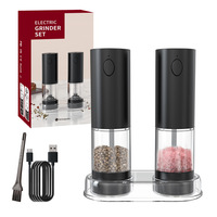 USB Rechargeable Pepper Mills Electric Pepper Grinder Salt Spices Shaker Pepper Mill Coffee Beans Grinder Tools With LED Light