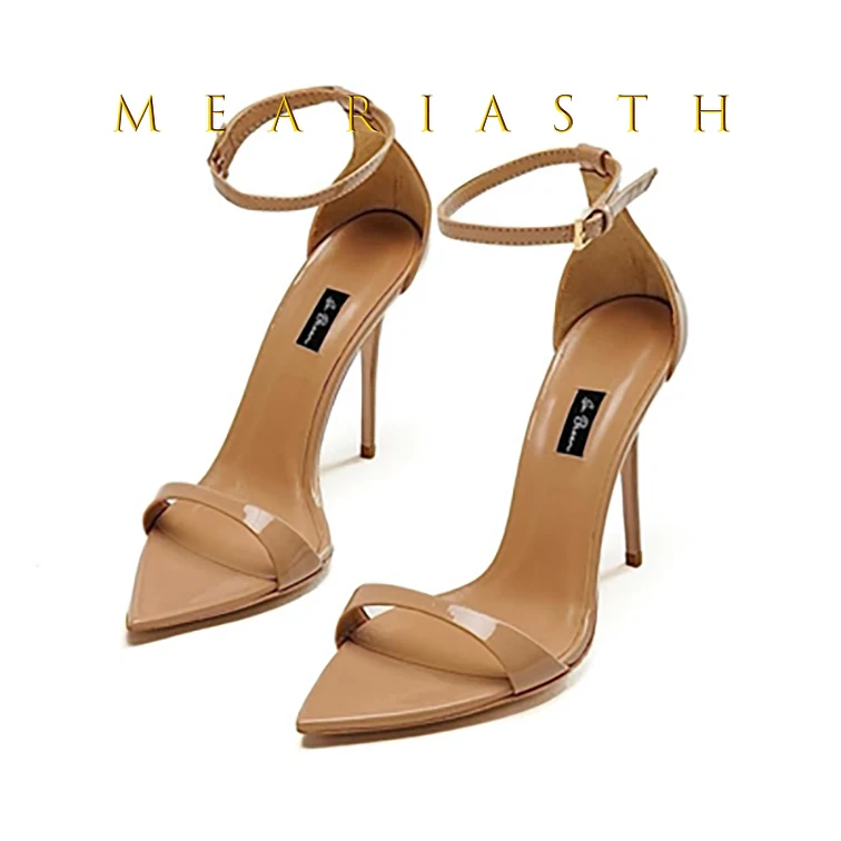 Spitz Stiletto Ferse Sandalen Knöchel Schnalle Pumpen Neuheit Designer Elegante Damen Bankett Party Heels Zapatos Para Mujere