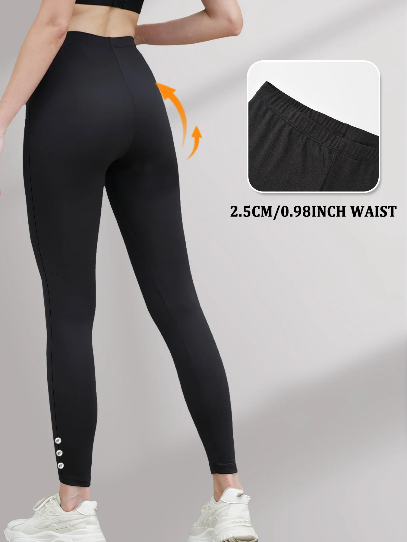 

Women's Super Soft Leggings With Side Button Detail, High Stretch No SeeThrough Workout Running Yoga Athletic Capri Leggings