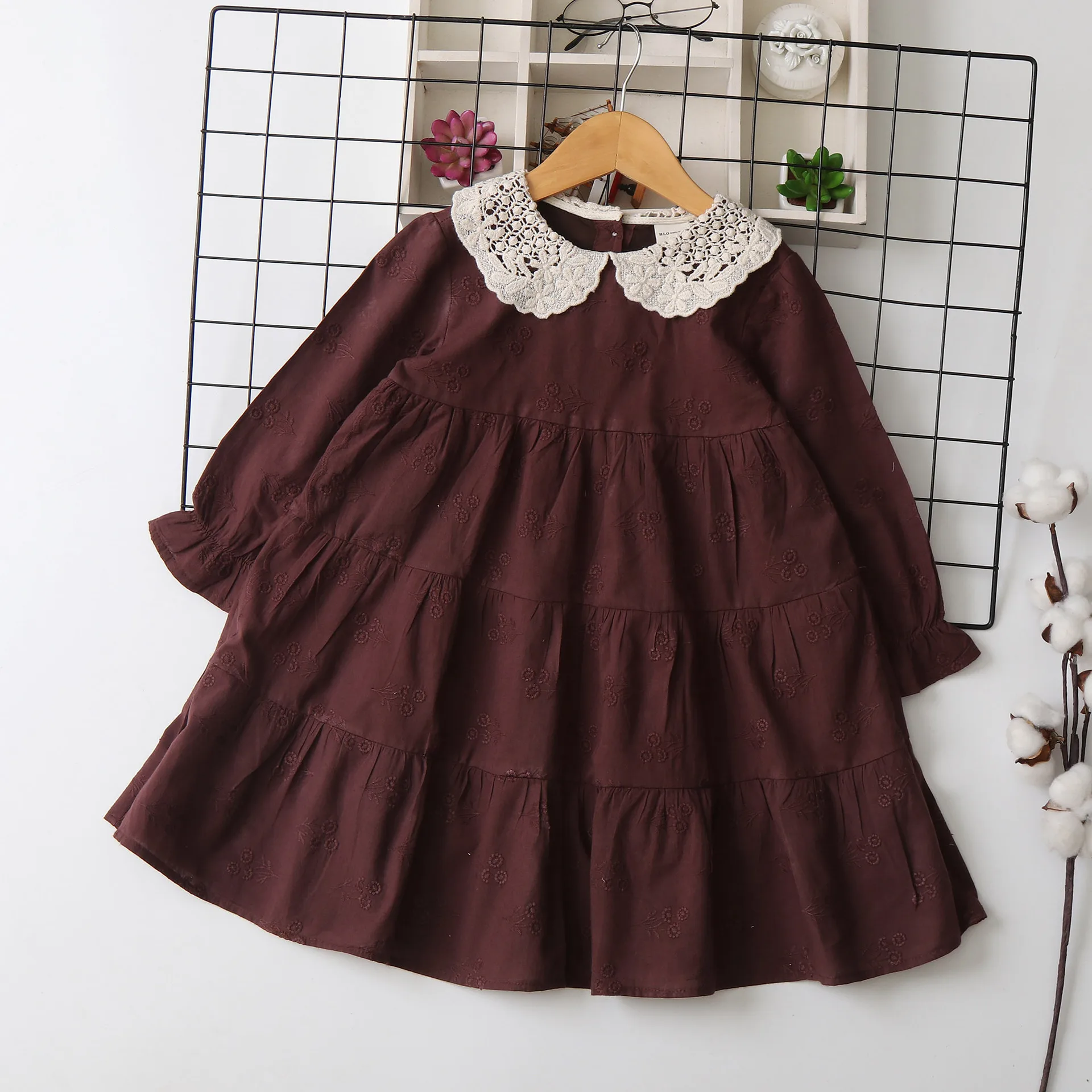 Kids clothes girls dress Lace Doll Collar Cotton Long Sleeve Class A Princess 2025 Spring New Children's Clothing