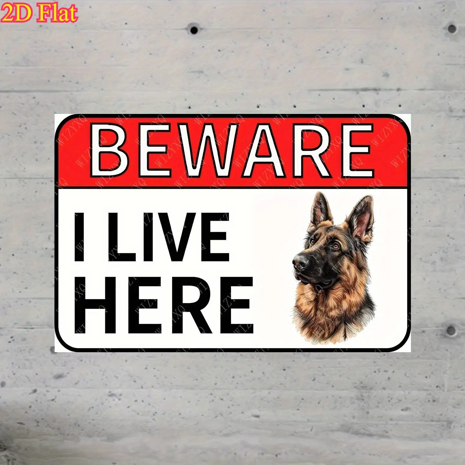 2D Flat - A Single Piece of 2D Flat Metal Sign, Featuring a Vintage German Shepherd Design