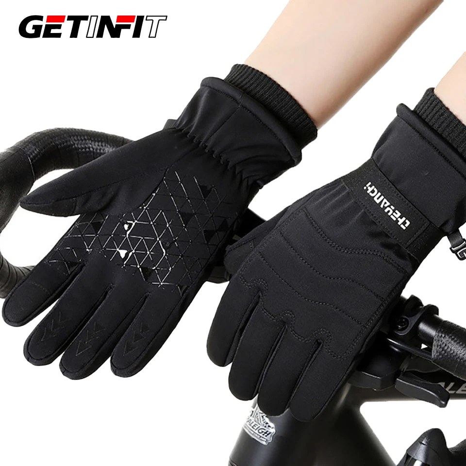 GETINFIT Winter Men Ski Gloves Warm Windproof Cold-proof Anti-slip Touch Screen Thickened Outdoor Ski Cycling Gloves