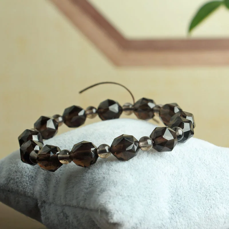 

Natural Ice Obsidian Bracelet With Shape Facet Crystal Bracelet