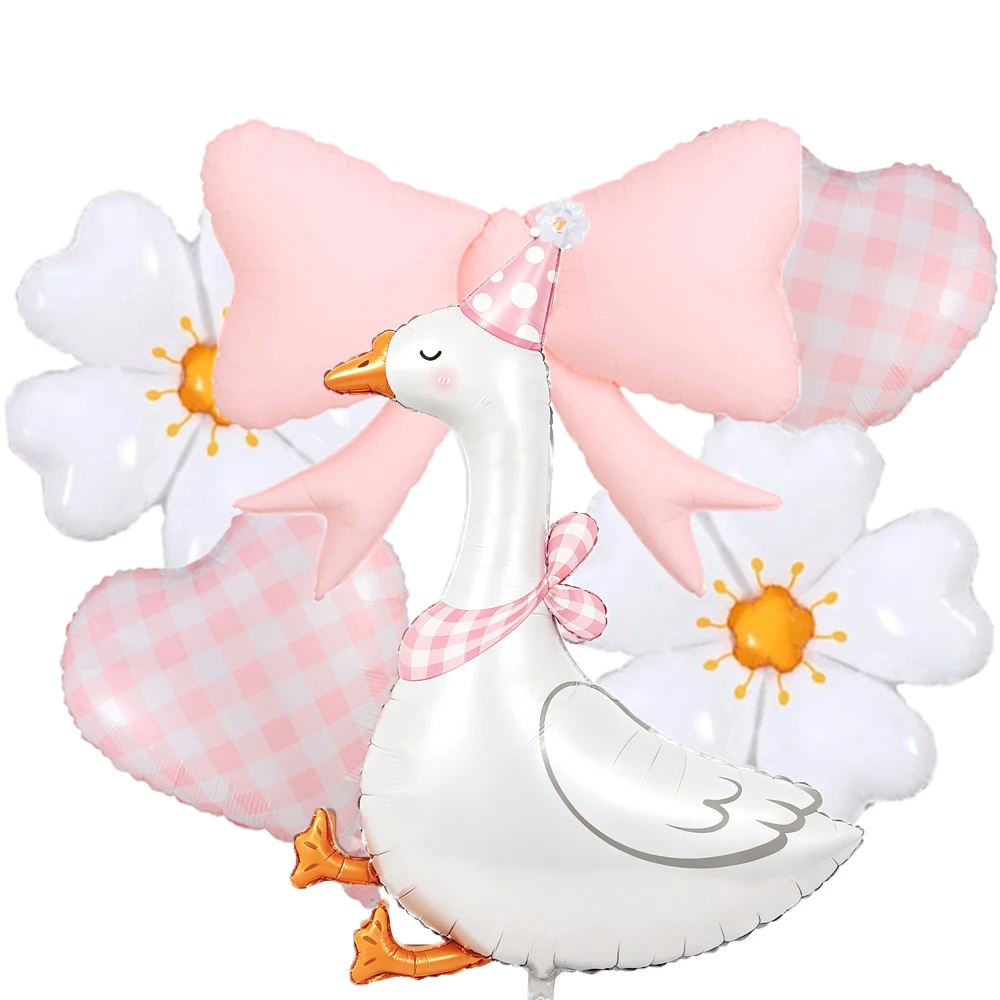 6-teiliges Gänse-Bogen-Gänseblümchen-Ballonset, Einhorn-Kopf-Folienballon, Geburtstags- und Hochzeitsfeier-Deko, Babyparty, Geschlechtsoffenbarungs-Party-Zubehör