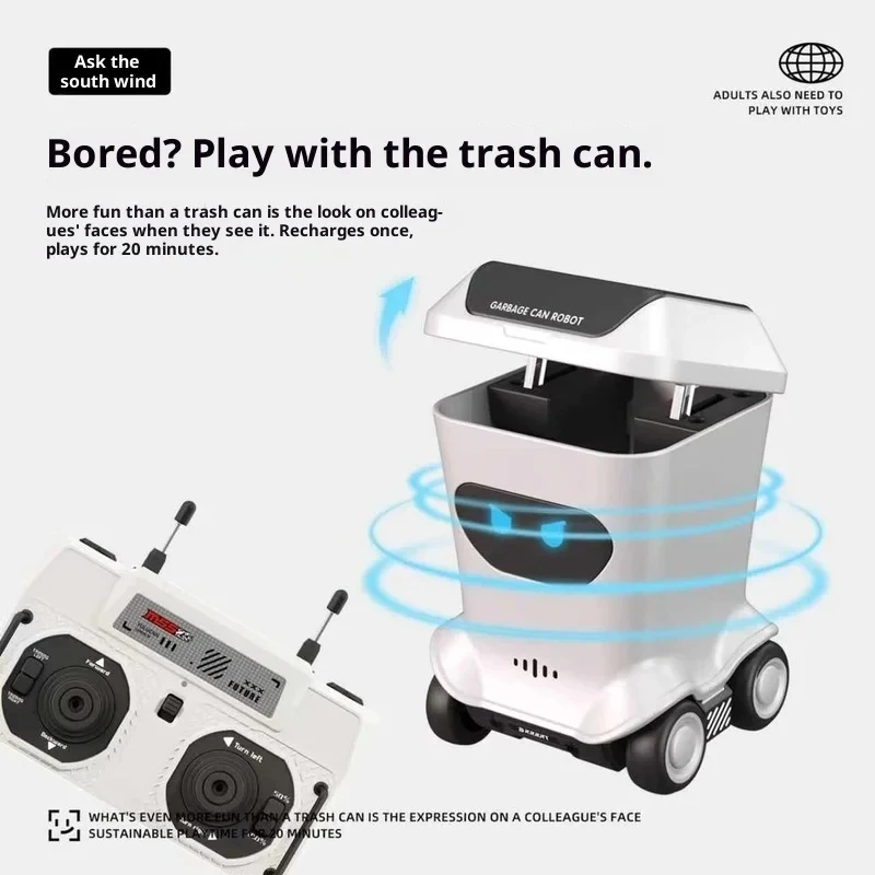 2026New Mini Desktop Remote Control Toy Car Remote Control Garbage Can Trendy Play Table Set Up Ornament For Boys' Festival Gift