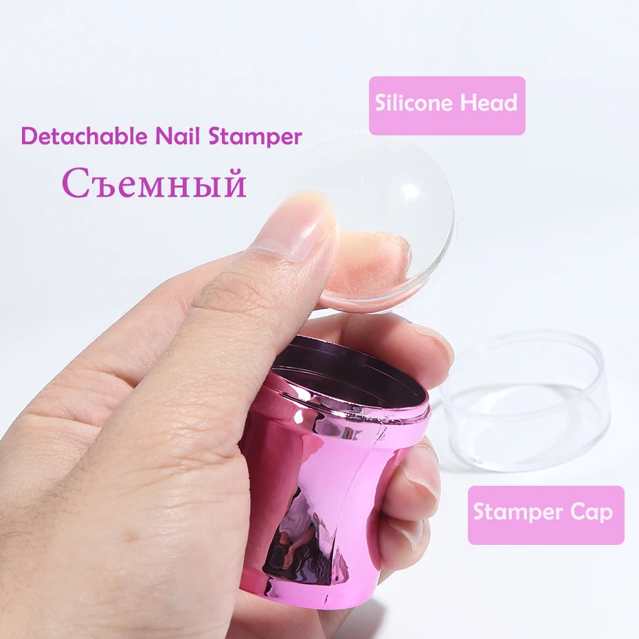 Jelly Silicone Nail Stamper Scraper With Cap Set for French and Nails Polish Print Transfer Templates Designs Manicure Tools