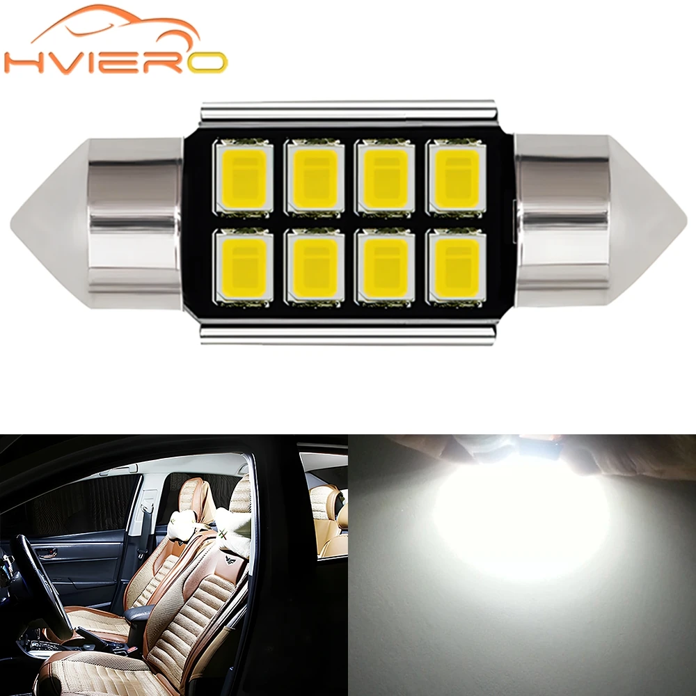 1pcs Festoon C5W C10W Car Reading LEDS 31mm 36mm 39mm 41mm 2835 SMD 8Chips Autos Lantern Dome Lamps Interior Lights White DC 12V