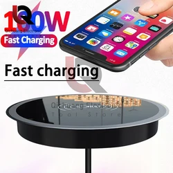 1Pcs 100W Built in Desktop Wireless Charger Furniture Embedded Fast Wireless Charger Charging For IPhone/Samsung/Huawei/Xiaomi