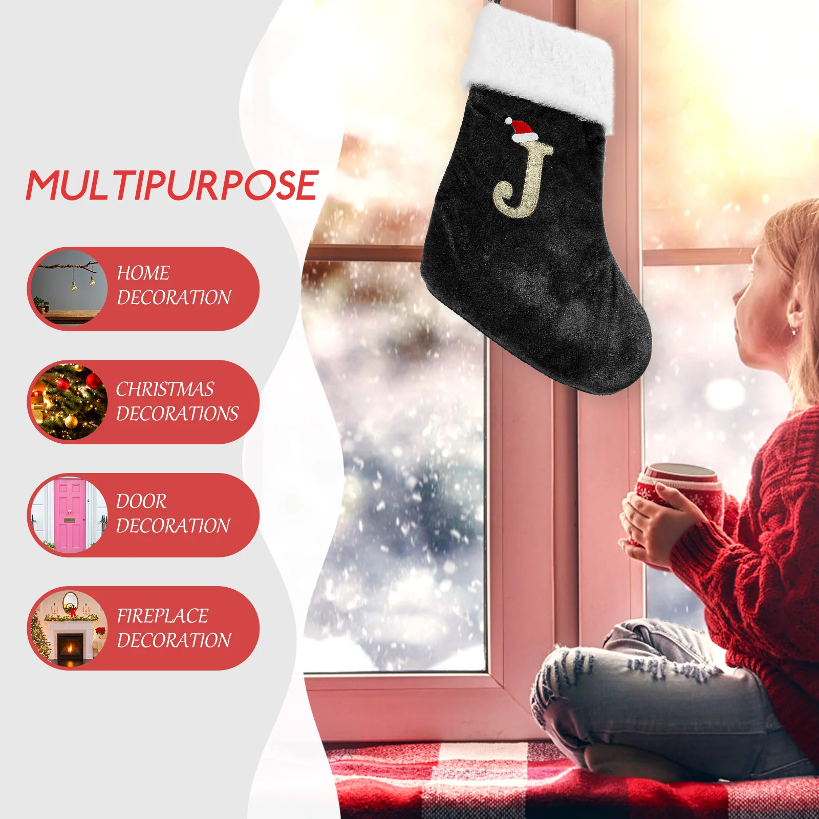 

Decorative Socks Christmas Stockings Embroidered Ornament Hanging Holiday Large Decoration Pendant Baby