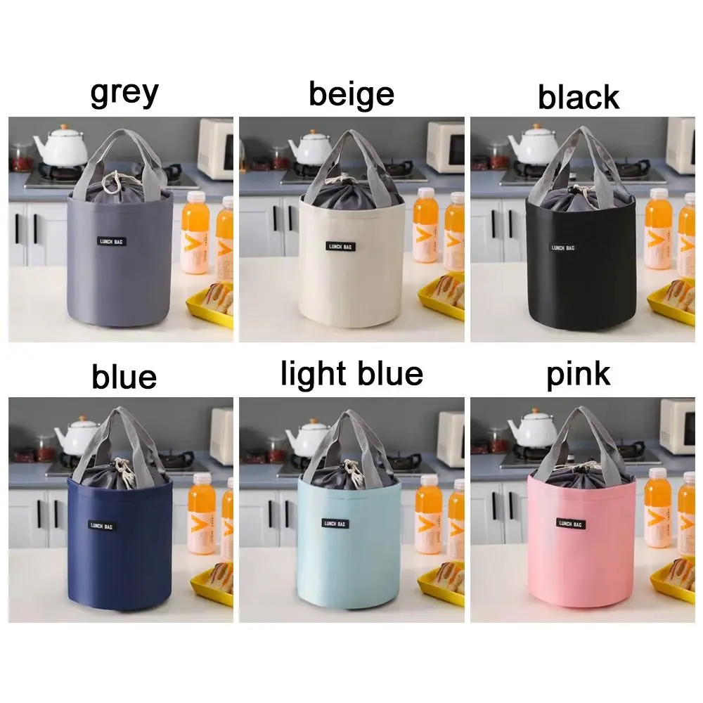 Portable Round Cooler Lunch Bag For Picnic Kids Student Women Travel Collapsible Thermal Insulated Waterproof Storage Bag