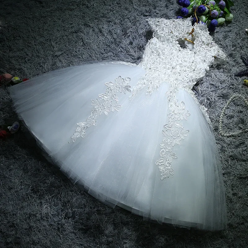 White Tulle Sequin Flower Girl Dresses For Wedding Party Dresses For Girl Formal Gown Kids Girls Princess Events Clothes