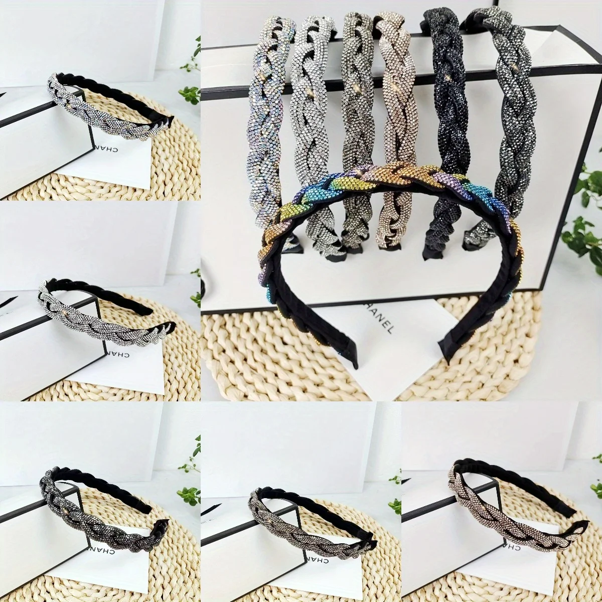 

One Piece of Colorful Diamond Kink Braided Hair Band, Non-slip Daily Casual Headgear, Party Shiny Hair Accessories