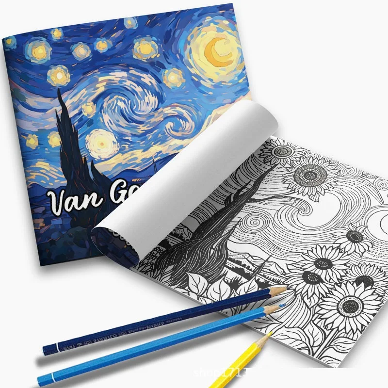 Livre de coloriage de style Van Gogh pour adultes et adolescents – Cadeau d'activité créatif et amusant pour soulager le stress pour les amateurs d'art