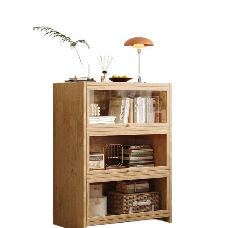 

Solid wood locker, bookshelf dust with cabinet door