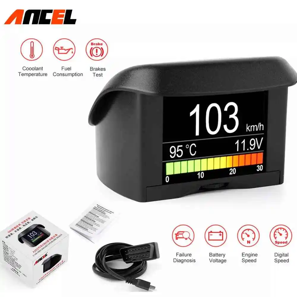 ANCEL A202 On-board Computer Car Digital Computer Display Speed Fuel Consumption Temperature Gauge OBD2 Automobile Scanner