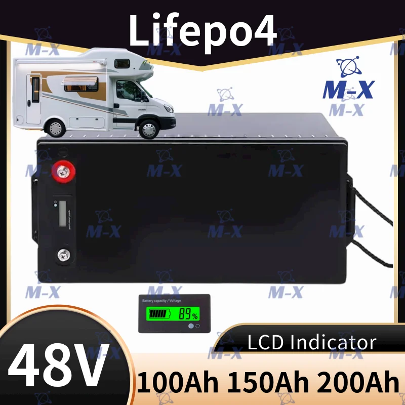 

48v 100AH lifepo4 battery with BMS for tricycle golf cart inverter Solar energy storage scooter +58.4V 10A charger