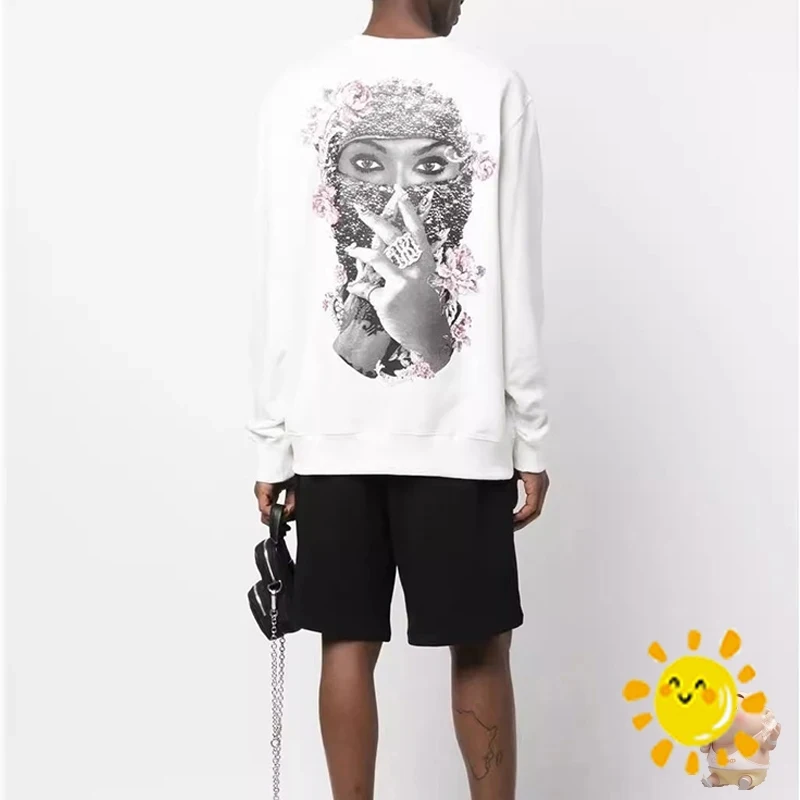 

24SS Hip Hop Flower Masked Woman Print IH NOM UH NIT PARIS Sweatshirts Men Women Couple Pullovers Loose Hoodie With Tags